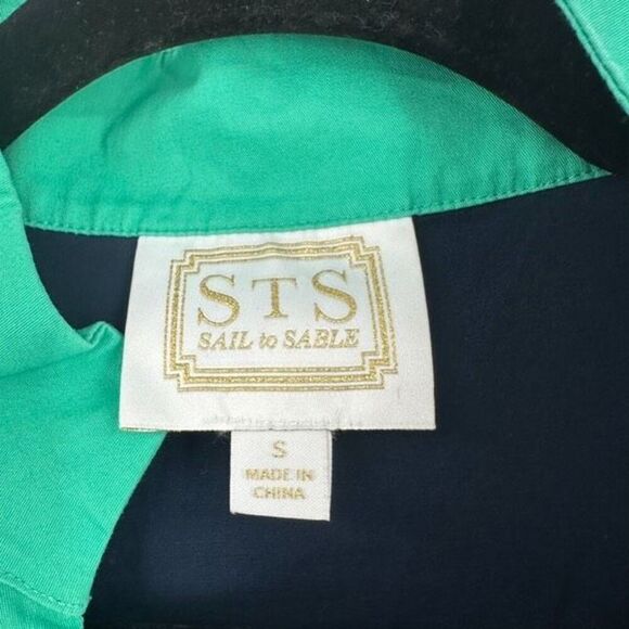 SAIL TO SABLE Tunic Shift Dress Womens Small Mint Green Navy Classic Colorblock - Picture 4 of 12